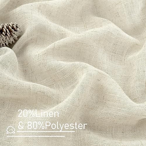 LAMIT 84 Inch Length Natural Semi Sheer Linen Curtains 2 Panels for Bedroom - Image 2