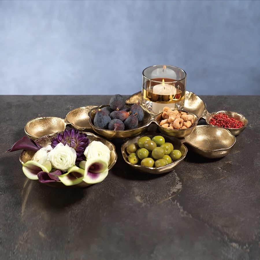 Zodax Cluster of 9 Round Dark Gold Serving Bowls, 19 x 12 x 2.5 in - Image 3