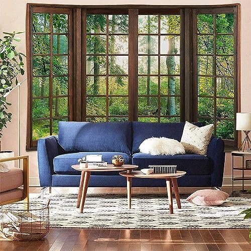Green Forest Window Tapestry Natural Scenery Tapestry for Bedroom 80" X 60" - Image 5