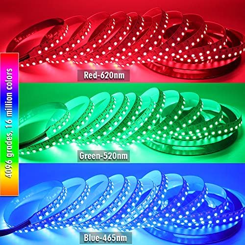 DC12V RGB CCT Color Changing LED Strip Light, 5050 RGB 2835 Warm White Daylight White Double Row Super Bright RGBWW Non-Waterproof Flexible LED Tape Light(DC12V 5meter/16.4ft) - Image 4