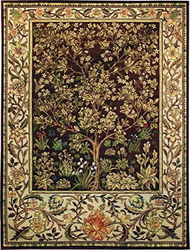 Tree of Life Umber by William Morris | Arts and Crafts Style Woven Tapestry Wall Art Hanging | Ornate Spiritual Tree Pattern | 100% Cotton USA Size 40x30 by FineArtTapestries