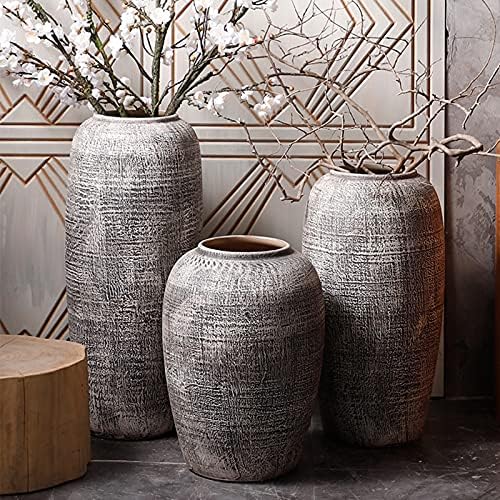 Stone Texture Vase, Vintage Ceramic Vase Hotel Lobby Outdoor Courtyard Large Decorative Vase(Size:20 * 60CM) - Image 7
