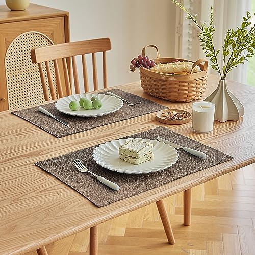Softalker Faux Linen Cloth Placemats Set of 6-12 x 18 Inch, Natural - Image 2
