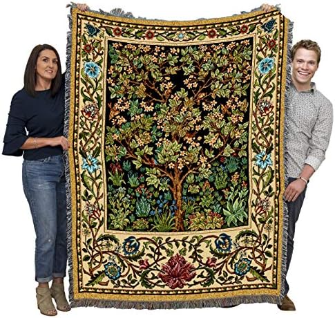 Pure Country Weavers William Morris Tree of Life Blanket - Arts & Crafts - Gift Tapestry Throw Woven from Cotton - Made in the USA (72x54) by PureCountryWeavers