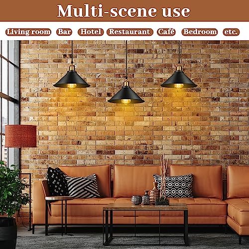 Retisee 6 Pcs Industrial Pendant Light, Vintage Metal E26 Base, Black - Image 6