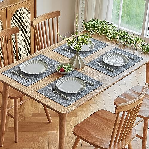Softalker Faux Linen Cloth Placemats Set of 4-12 x 18 Inch, Light Grey - Image 7