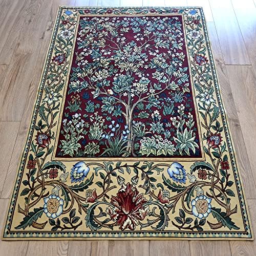 Aubelin Tapestry Long Ruby William Morris Tree of Life Fine Art Tapestry Wall Hanging Size 63"x35" - Image 3