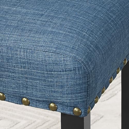 Biony Blue Fabric Counter Height Stools with Nailhead Trim, Set of 2 - Image 6