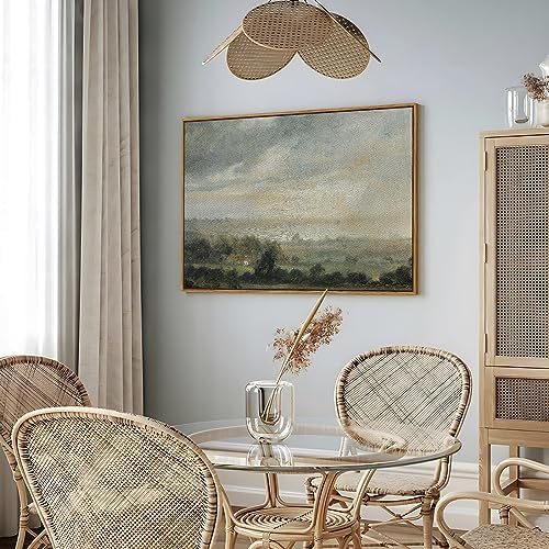 InSimSea Framed Canvas Wall Art Vintage Decor, Landscape Wall Art Home Decor, Wild Field under Sky, Modern Farmhouse Decor, Cottagecore Bedroom Kitchen Bathroom Decorations, 24"x36" - Image 4