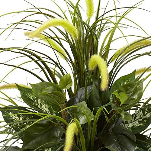 Nearly Natural 6727 3ft. Mixed Greens & Cattails with Planter, 26 x 26 x 36 inches, Green - Image 2