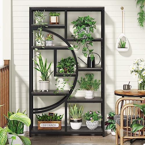 Tribesigns Industrial Bookshelf Bookcase with 9 Open Shelf (Grey) - Image 4