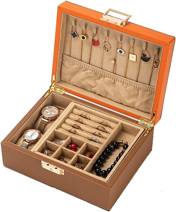 Genuine Leather Jewelry Box Organizer for Women by Unknown