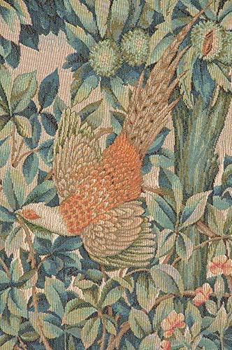 William Morris Rabbit, Pheasant, and Doe Tapestry Wall Hanging 29 x 79 in - Image 3