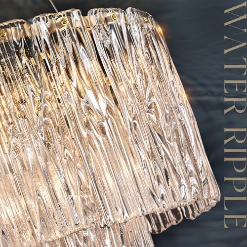 CATINER Modern 20" Crystal Glass Chandelier 7-Light Gold Chandeliers - Image 2