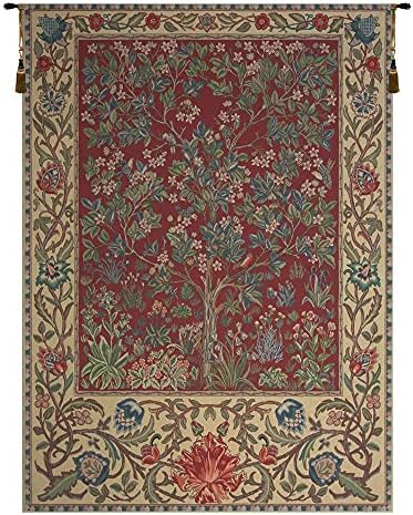 William Morris Tree of Life Red Tapestry Wall Hanging 44 x 33 in by CCharlotteHomeFurnishings
