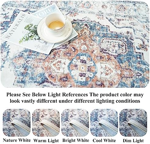 Washable 4x8 Hallway Area Rug: Vintage 8ft Water Resistant Soft Runner Rug for Entry Kitchen Non Slip Wide Low Pile Carpet for Living Room Bedroom Thin Floor Mat for Bathroom Dining Room(Brick,4x8) - Image 6