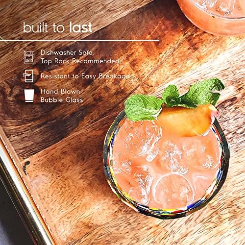 Confetti Rocks 9 oz Juice Glasses (set of 6) Mexican Handmade Multicolor Glassware, Recycled Glass, Lead-free, Toxin-Free (Juice) - Image 4