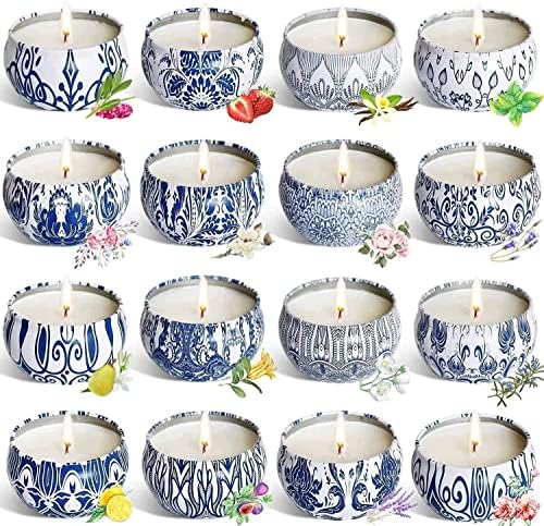 YOROXRG Scented Candles Gifts Set 16 Pack Soy Wax Travel Tin Jar Candles for Home 2.5 OZ for Mom for Christmas, Birthday, Thanksgiving, Mother's Day by YOROXRG