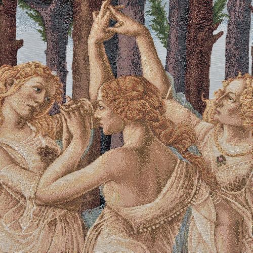 AureoMadis Jacquard Woven Tapestry Wall Hanging, Botticelli Three Graces (Primavera), Vintage Renaissance Medieval Home Decor, 28.5x42 inch, Fully Lined with Dual Rod Pockets (Yellow：Three Graces-with lining) - Image 3