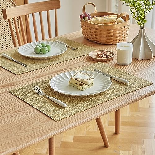 Softalker Faux Linen Cloth Placemats Set of 6-12 x 18 Inch, Khaki - Image 2
