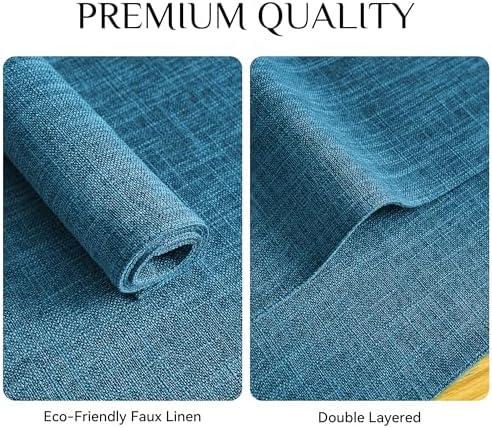 Softalker Faux Linen Cloth Placemats Set of 8-12 x 18 Inch, Sky Blue - Image 4