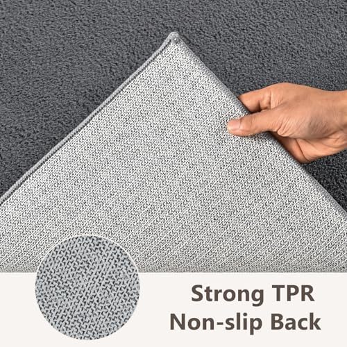 2x8 Dark Grey Solid Runner Rug Washable Non-Slip for Kitchen Hallway - Image 5