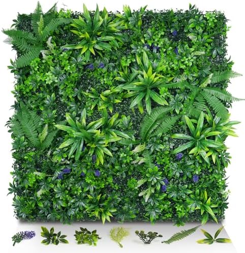 Artificial Grass Wall Panels 20"x20" 6pcs Hedge Greenery Backdrop, UV-Anti by EverNature