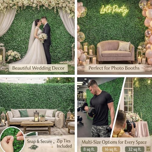 Crowye 48 Pcs 10 x 10 Inch Grass Wall Panel, Artificial Boxwood Wall Panels - Image 5