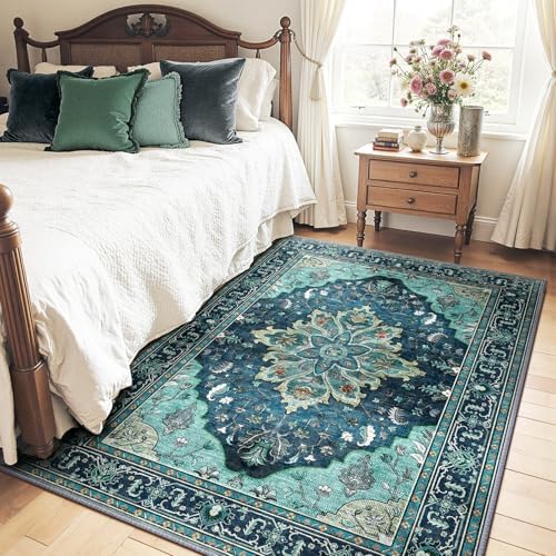 RELEANY Washable Area Rug, 4'x6', Teal - Image 2