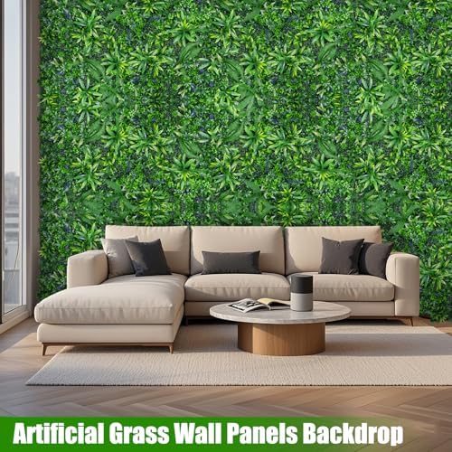Artificial Grass Wall Panels 20"x20" 12pcs Hedge Greenery Backdrop, UV-Anti - Image 4