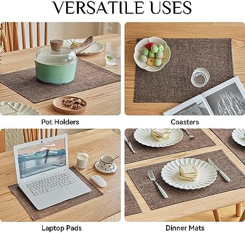 Softalker Faux Linen Cloth Placemats Set of 4-12 x 18 Inch, Natural - Image 5