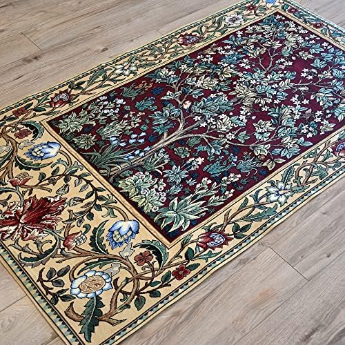 Aubelin Tapestry Long Ruby William Morris Tree of Life Fine Art Tapestry Wall Hanging Size 63"x35" - Image 4