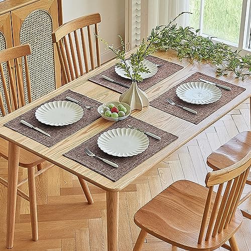 Softalker Faux Linen Cloth Placemats Set of 6-12 x 18 Inch, Natural - Image 7