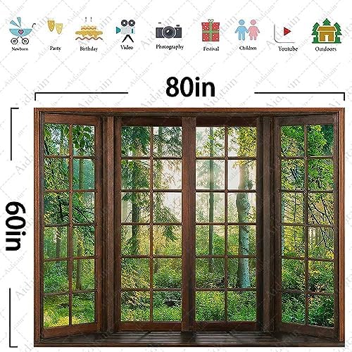 Green Forest Window Tapestry Natural Scenery Tapestry for Bedroom 80" X 60" - Image 4