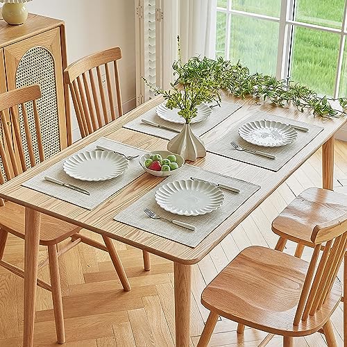 Softalker Faux Linen Cloth Placemats Set of 4-12 x 18 Inch, Cream - Image 7