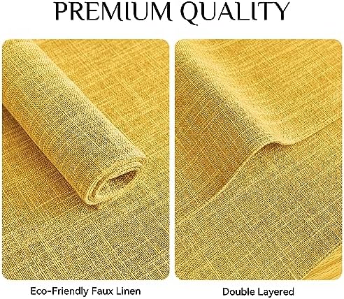 Softalker Faux Linen Cloth Placemats Set of 8-12 x 18 Inch, Mustard - Image 4