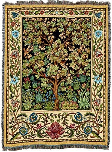 Pure Country Weavers William Morris Tree of Life Blanket XL - Arts & Crafts - Gift Tapestry Throw Woven from Cotton - Made in the USA (82x62) by PureCountryWeavers