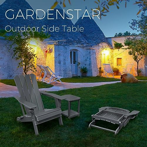 Adirondack Square Outdoor Side Table,2-Tier Storage Patio Side Table, HDPE End Tables for Backyard Pool Porch Garden Lawn - Image 2