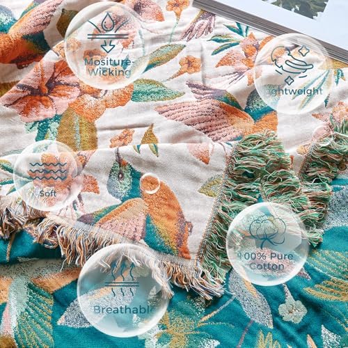 LUTBM Boho Throw Blanket for Bed 60"x80", 100% Cotton Soft Couch Blankets - Image 7