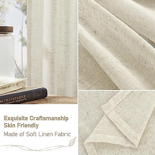 LAMIT Extra Wide Linen Sheer Curtains for Bedroom Light Filtering Panels - Image 6