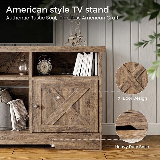 Casaottima TV Stand for 65 Inch TV, Entertainment Center, Gray Oak - Image 6