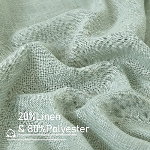 LAMIT 54 Inch Semi Sheer Window Linen Curtains, Light Filtering Panels - Image 2