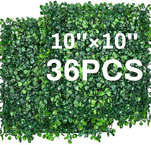 Crowye 36 Pcs 10 x 10 Inch Grass Wall Panel, Artificial Boxwood Wall Panels by Crowye