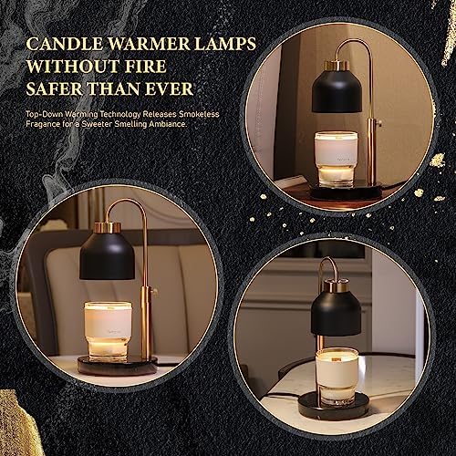 AIKUT Candle Warmer Lamp, with 2 Bulbs,Timer & Dimmer,Compatible with Large Yankee Candle Jars,3 Wick Candles,Height Adjustable Electric Top Melter,110-120v, (Black Marble) - Image 3