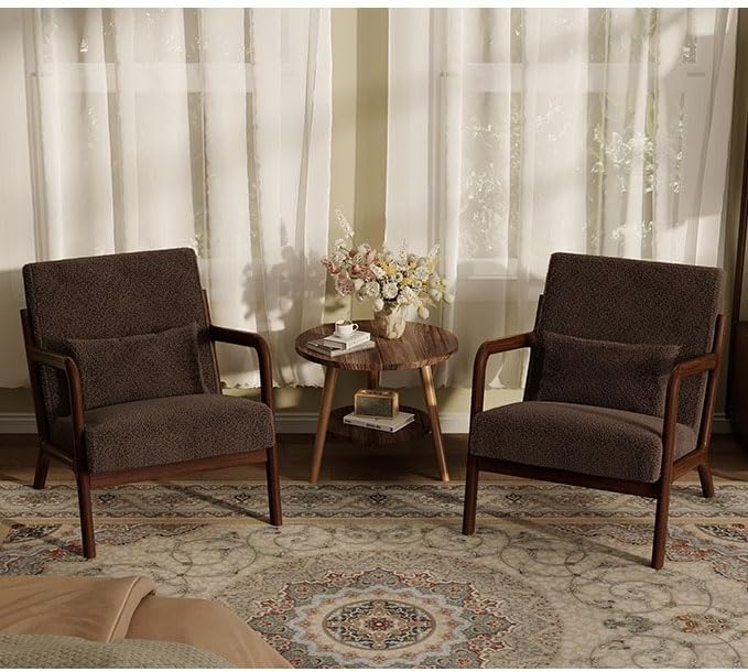 Garvee Mid Century Accent Chair Set of 2, Armchair with Lumbar Pillow by Garvee