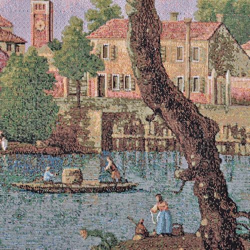 AureoMadis Victorian Fine Art Tapestry Wall Hanging, Vintage Venetian Cityscape Landscape, TC Backed Woven Fabric Wall Decor with Dual Rod Pockets, 41.5 x 27 Inch (Pastel：Venetian Village Scene) - Image 7