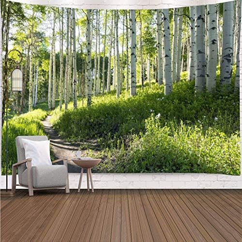 Forest Trail Wall Hanging Tapestry W80"xL60", Nature Tree Landscape Decor by YISURE