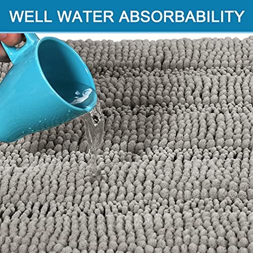 H.VERSAILTEX Bathroom Rugs Bath Rug Set 2 Piece Bathroom Contour Rug Toilet Mat Sets Non Slip Contour Bath Rug Ultra Thick Water Absorbent Striped Bath Mats Washable(20" x 32" Plus 20" x 20" U, Dove) - Image 5