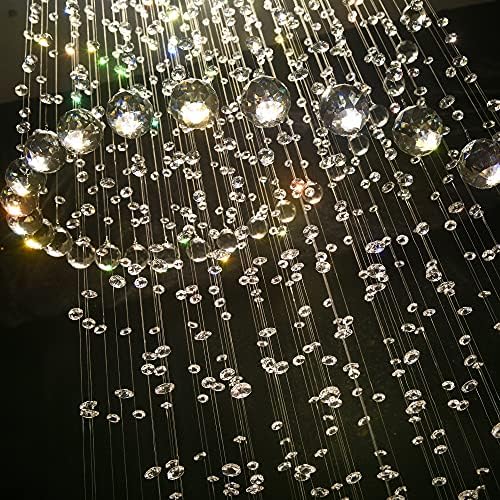 HAIXIANG LED High Ceiling Chandelier Crystal Chandeliers Light Fixtures with Dimmable Light Bulbs Gold Living Room Foyer Chandelier Modern Pendants Lights for Entryway Staircase Silver - Image 6