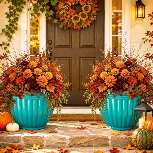 Autodaya 15" Large Planters For Outdoor Plants Set Of 2 Plastic Flower Pots by Unknown